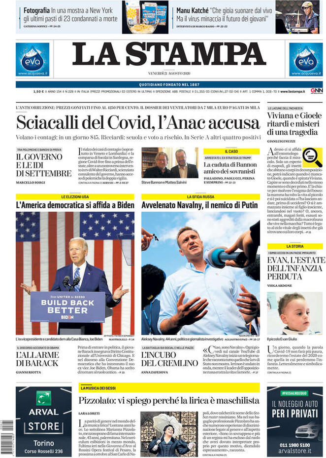 LA PRIMA PAGINA DELLA STAMPA