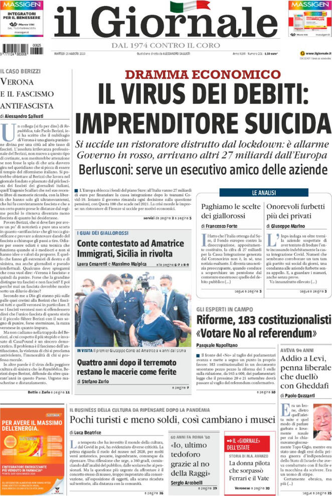 LA PRIMA PAGINA DEL GIORNALE