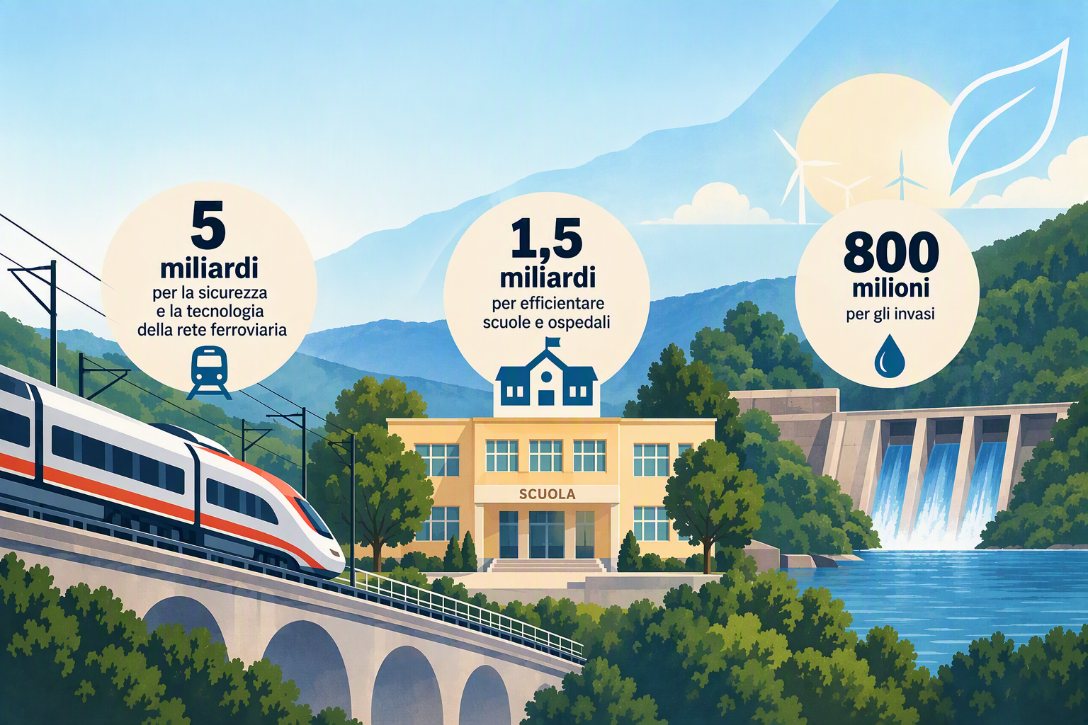 Treni, scuole e dighe, la manovra 2027 investe sulle opere con i fondi dell’energia