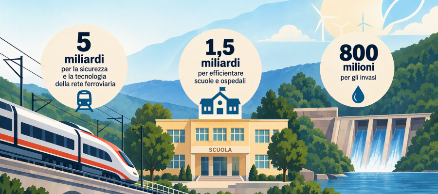 Treni, scuole e dighe, la manovra 2027 investe sulle opere con i fondi dell’energia